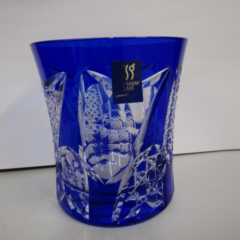 【埼玉発】【未使用品】佐々木ガラス クリスタルロックグラス 八千代切子 矢絣柄 箱なし★7-0918-6拍卖