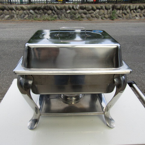 【埼玉発】チューフィングディッシュ ① ステンレス 角皿 湯煎式 ビュッフェ バイキング 蓋付き 燃料容器付き 中古★7-0924-1拍卖