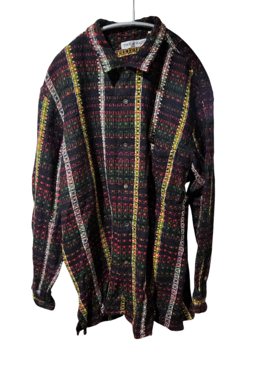 tokio kumagai オープンカラー ニットシャツジャケット トキオクマガイ 長袖 シャツ 長袖シャツ チェック拍卖