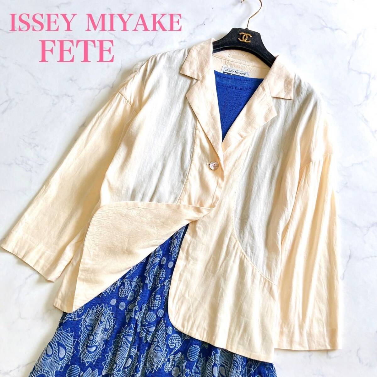 美品 ISSEY MIYAKE FETE イッセイミヤケ フェット リネンジャケット テーラード ステッチ 03 L はおり拍卖