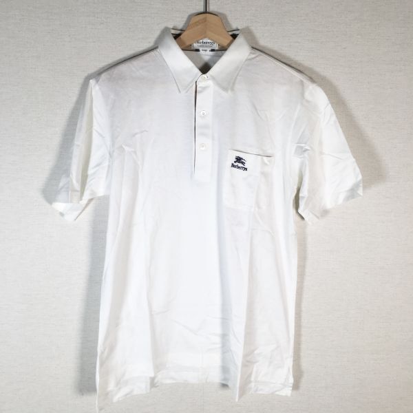 BURBERRY バーバリー メンズ ポロシャツ 白 ホワイト系 L 綿100% コットン拍卖
