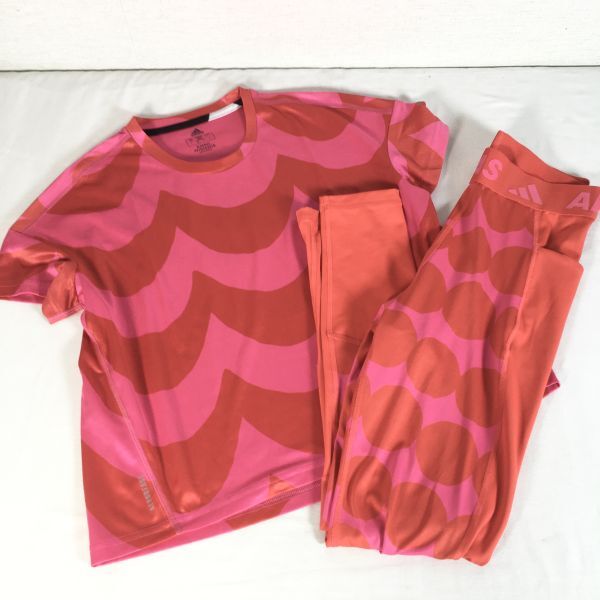 【状態良好】adidas marimekko アディダス マリメッコ セットアップ 半袖 Tシャツ sizeS レディース スパッツ レギンス拍卖
