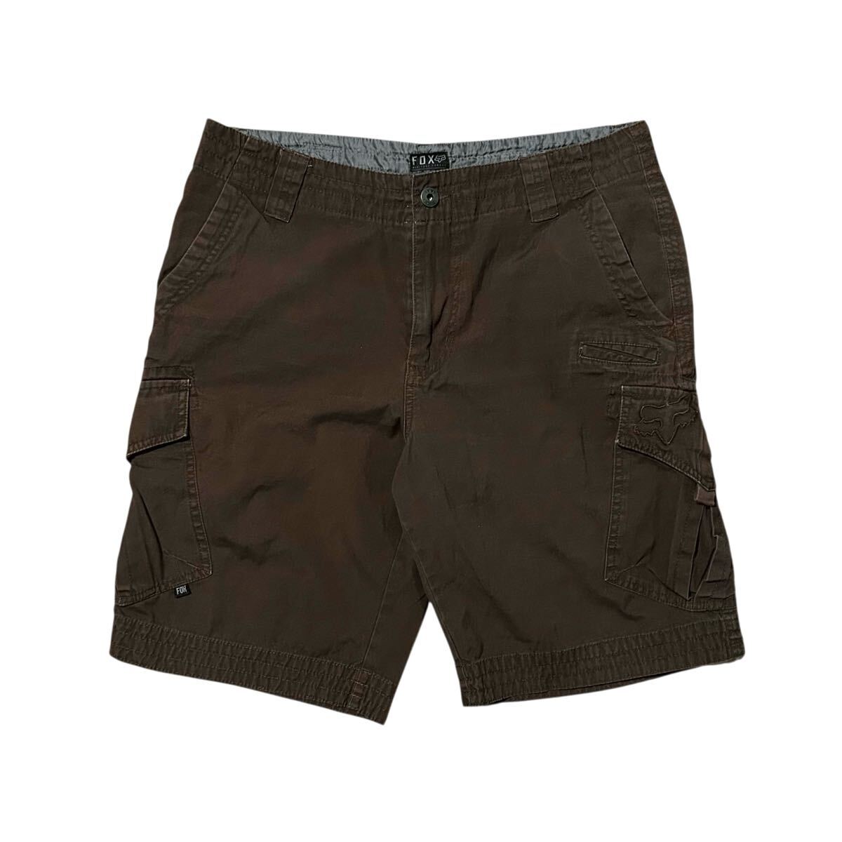 FOX Racing フォックス レーシング カーゴショーツ W34 ブラウン 茶色 ショートパンツ ハーフパンツ コットン ロゴ刺繍拍卖