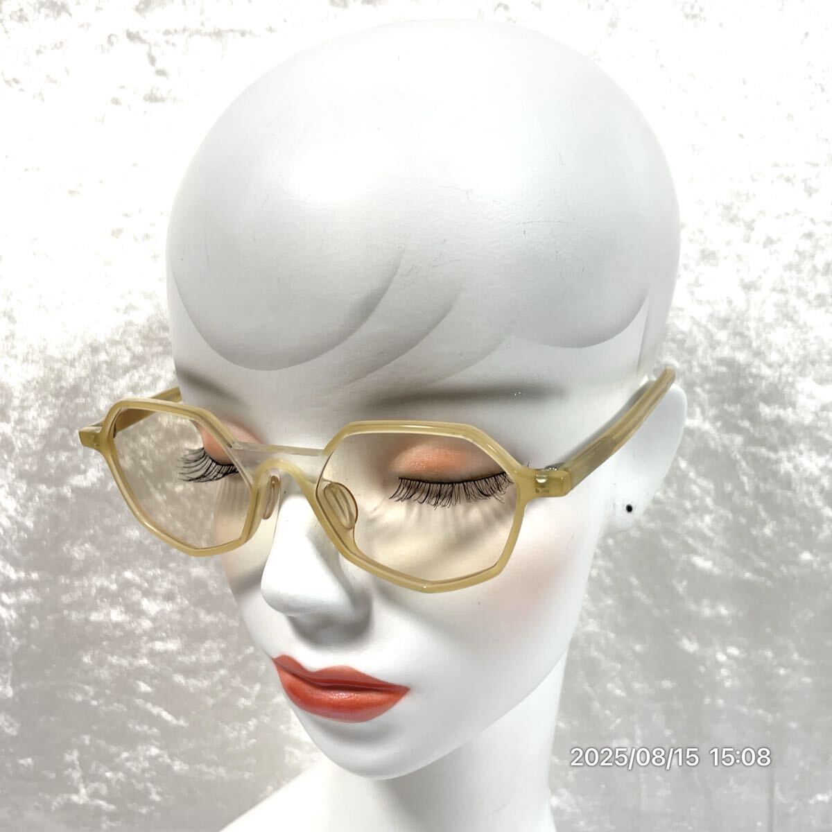 美品 KOMOREBI Eyewear コモレビアイウェア フルリム 七角形 ハチミツ色 サングラス メガネ アイウェア 眼鏡拍卖