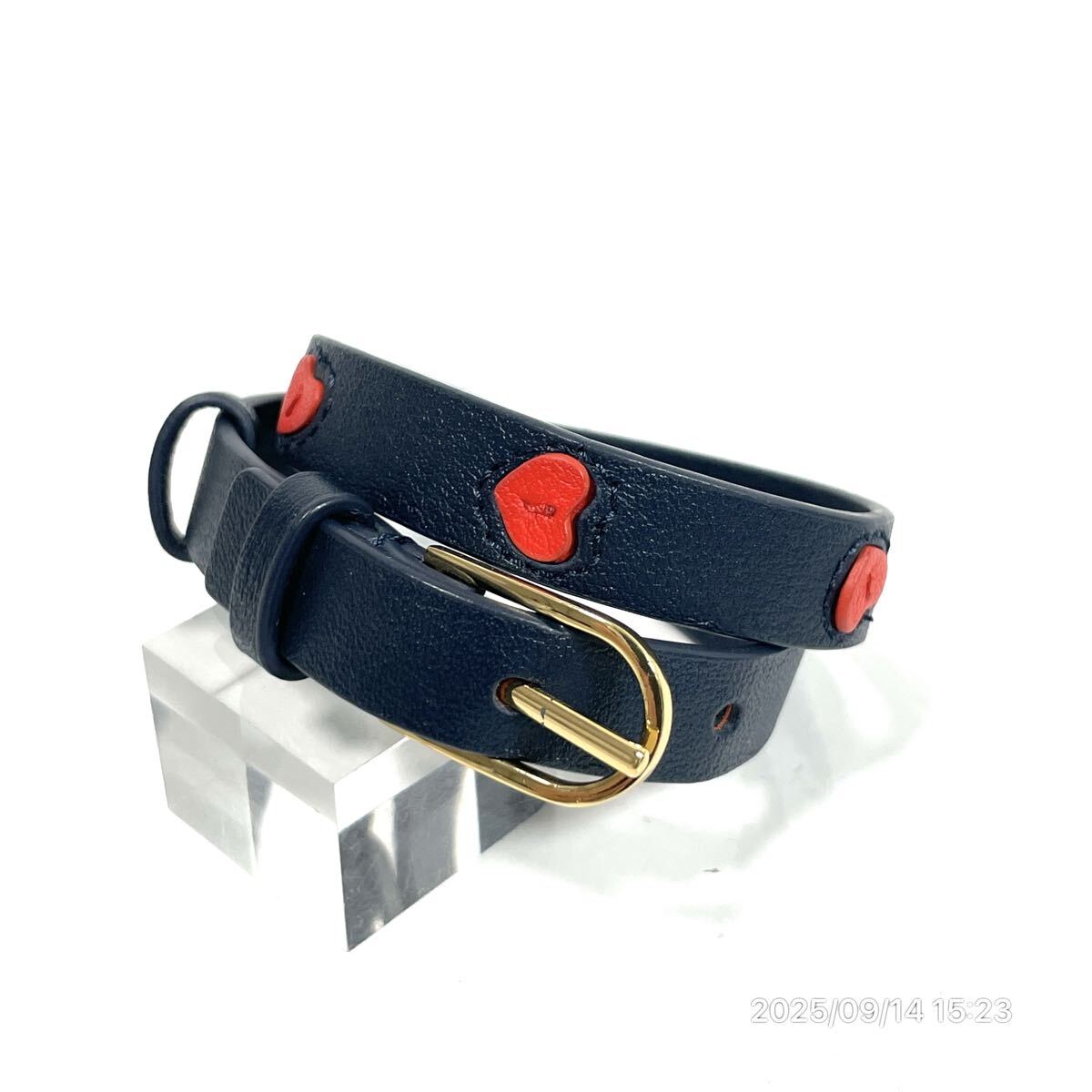 美品 TORY BURCH トリバーチ ブランドロゴ ハート レザー 革 二重 ブレスレット バングル アクセサリー 装飾品拍卖