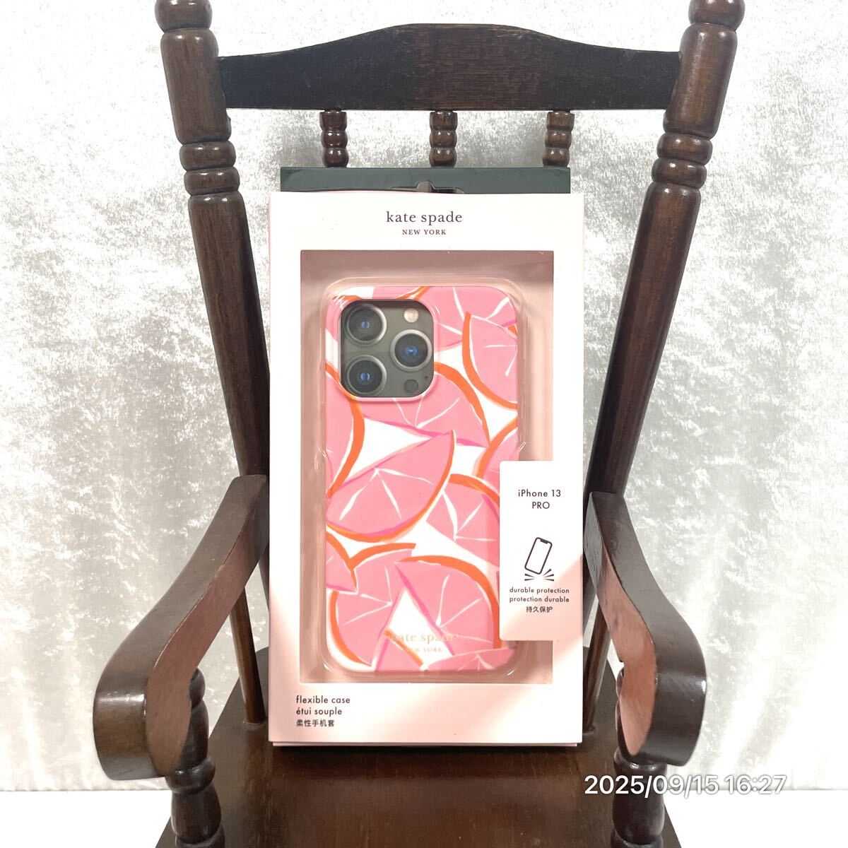 未使用 kate spade ケイトスペード 柑橘系柄 ブランドロゴ iPhone 13 PRO 携帯 スマホ ケース カバー 拍卖