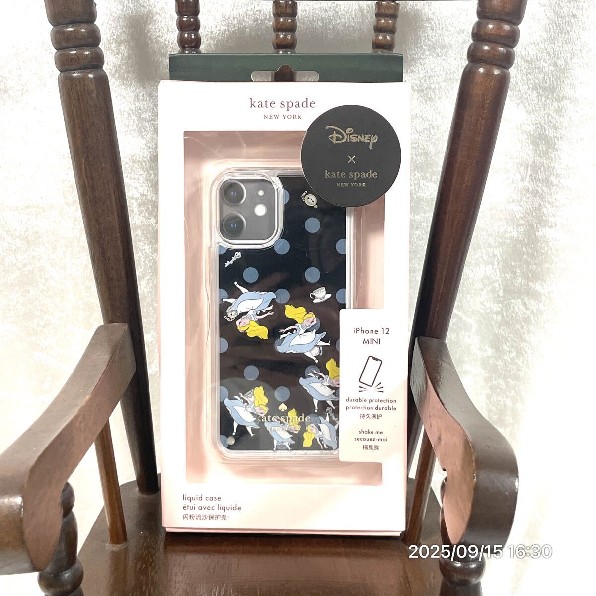 未使用 kate spade ケイトスペード Disney 不思議の国のアリス ドット 動くアリス iPhone 12 MINI 携帯 スマホケース カバー 拍卖
