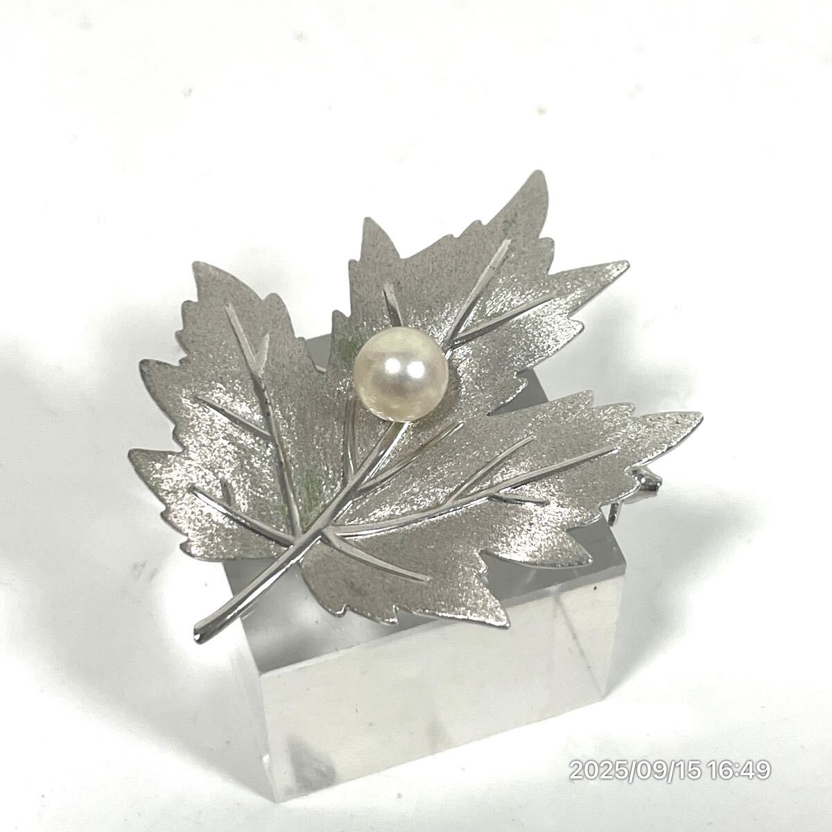 SILVER シルバー MIKIMOTO ミキモト リーフモチーフ 葉 パール 真珠 ブローチ ネックレストップ アクセサリー 装飾品拍卖