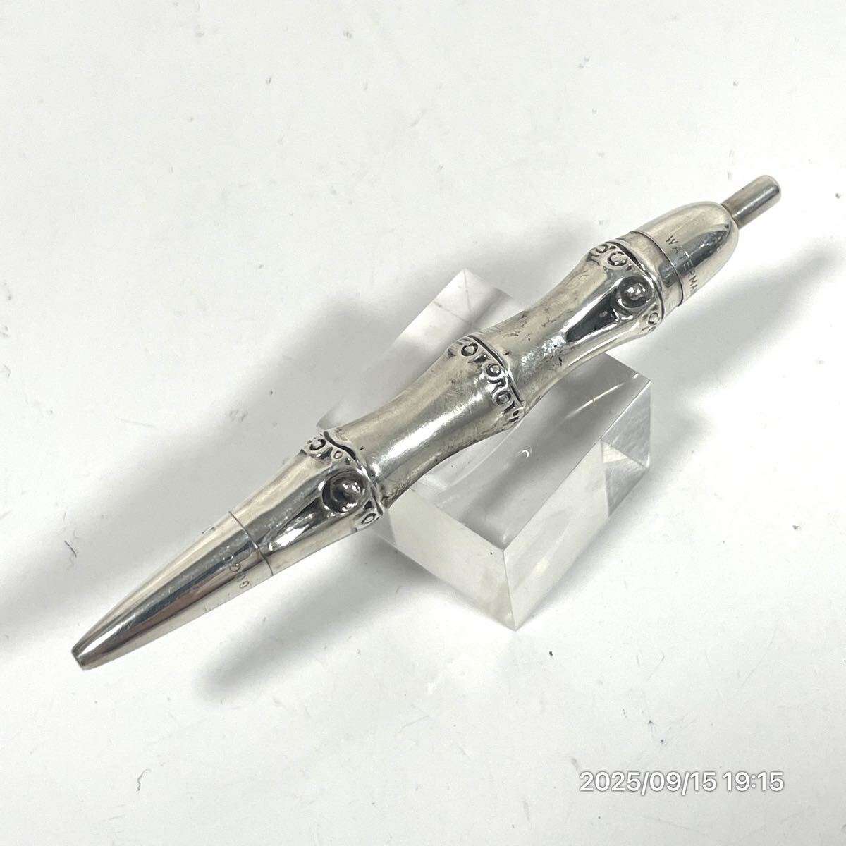 希少 vintage SILVER925 SV925 GUCCI グッチWATERMAN’S ウォーターマン別注 竹モチーフ バンブー ミニ ボールペン 筆記用具 文房具 拍卖