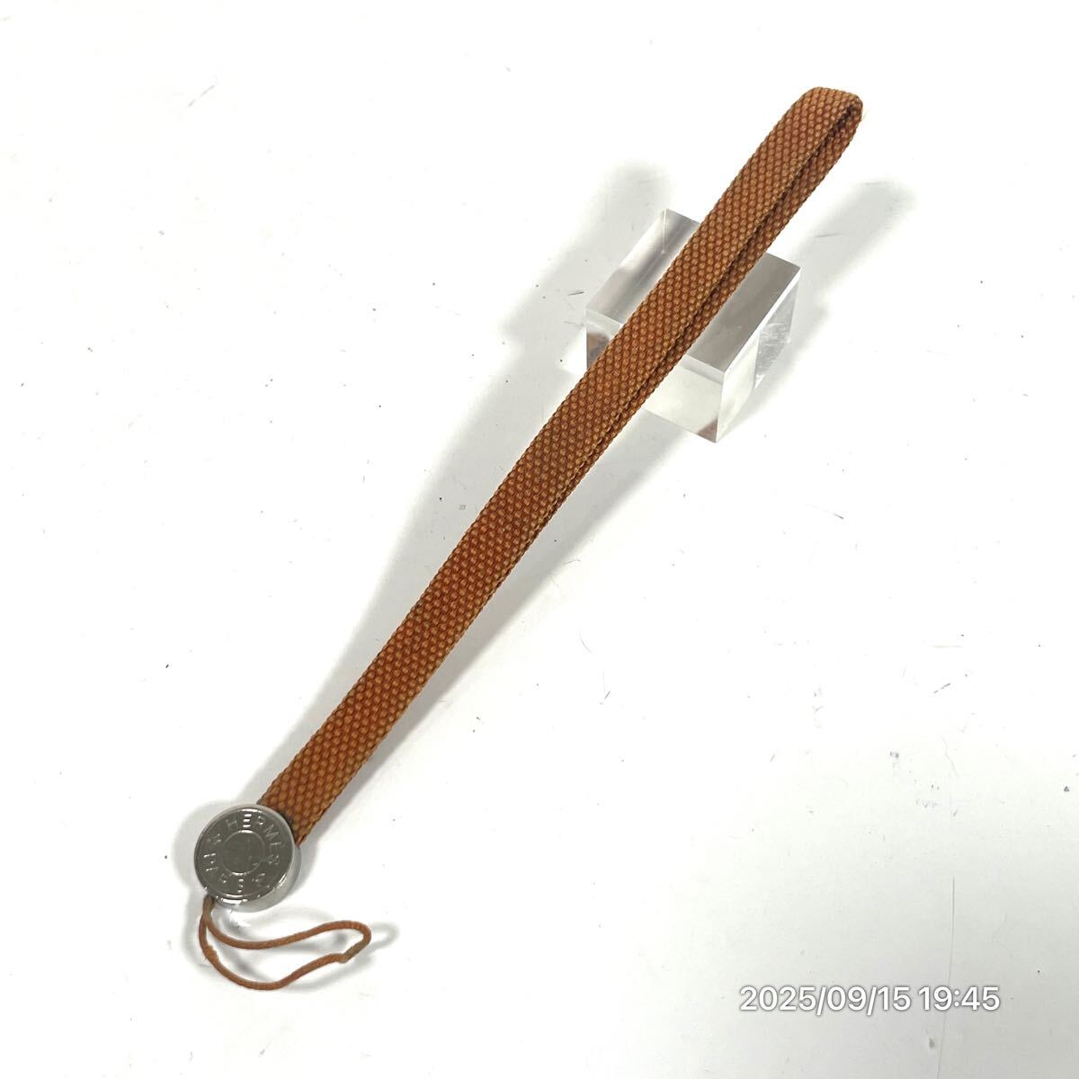 HERMES エルメス セリエ イプソ シルバー×オレンジカラー ナイロン 携帯 ストラップ アクセサリー 装飾品拍卖