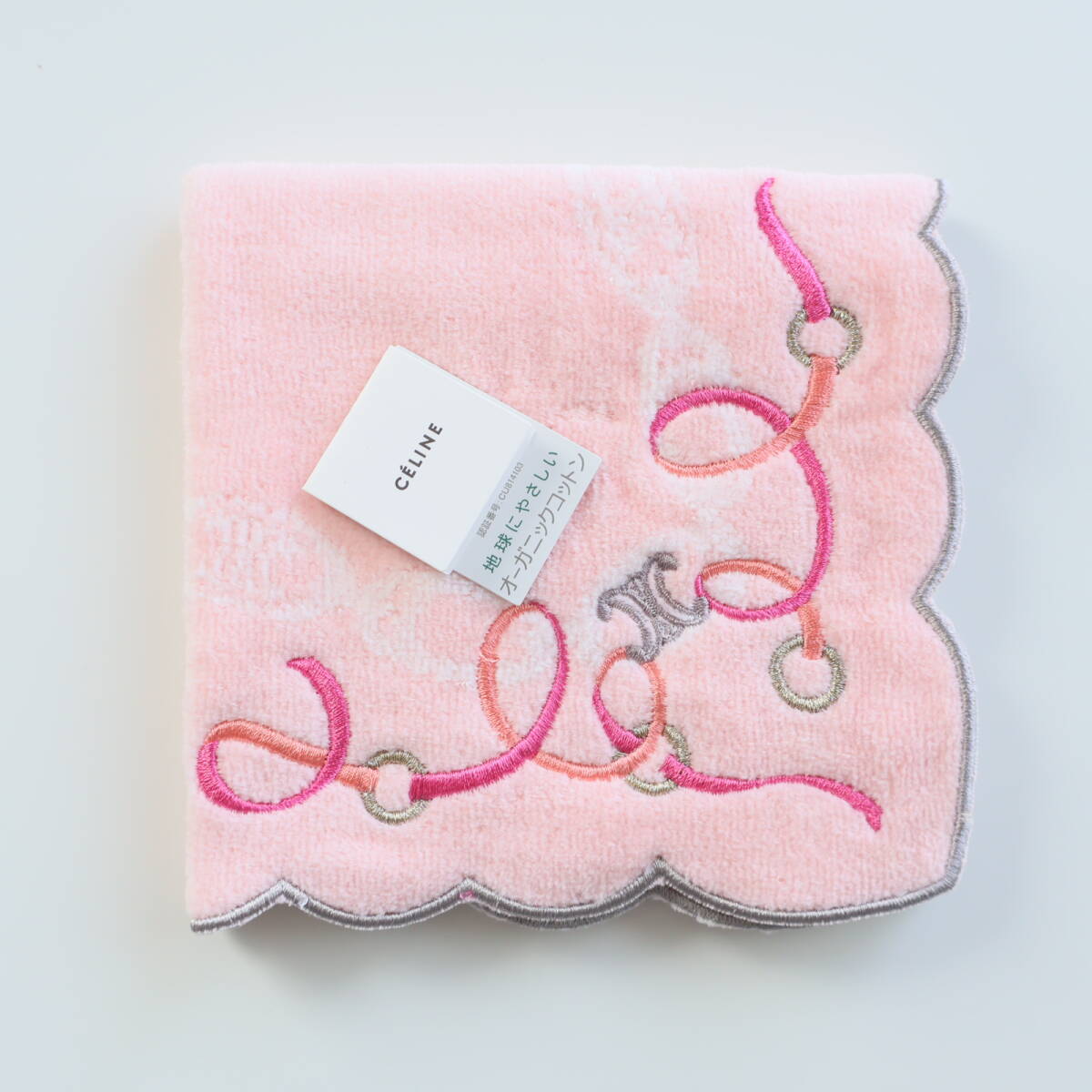 ■未使用 CELINE セリーヌ タオルハンカチ 刺繍 ピンク■拍卖