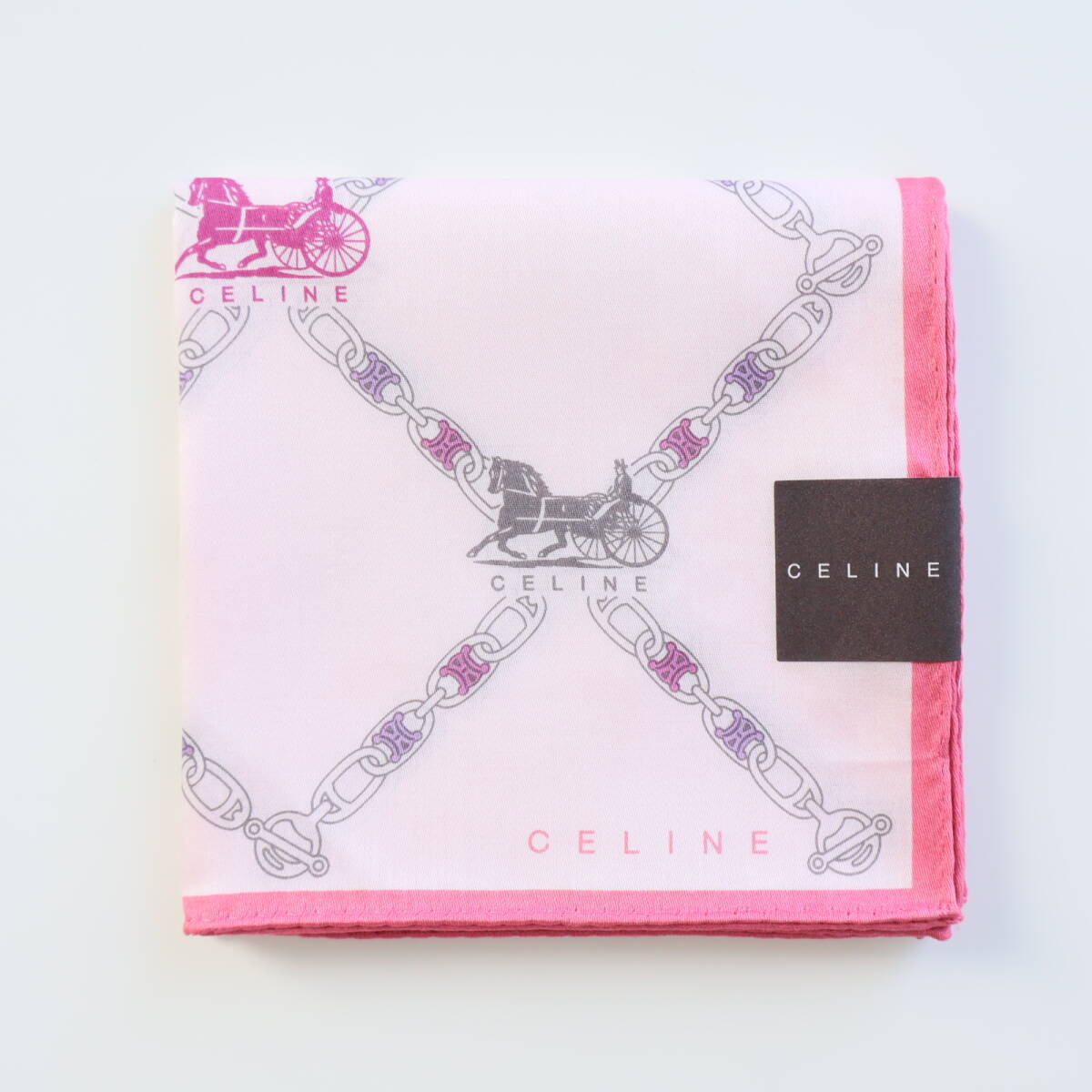 ■未使用 CELINE セリーヌ ハンカチ 馬車柄 ピンク■拍卖