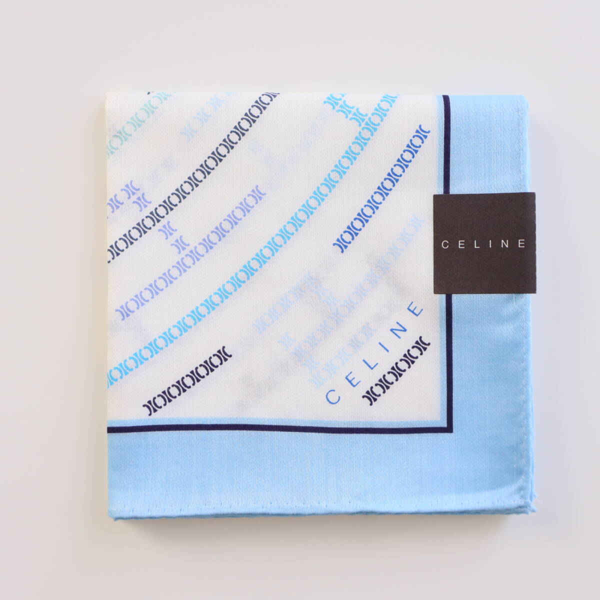 ■未使用 CELINE セリーヌ ハンカチ ふち水色■拍卖