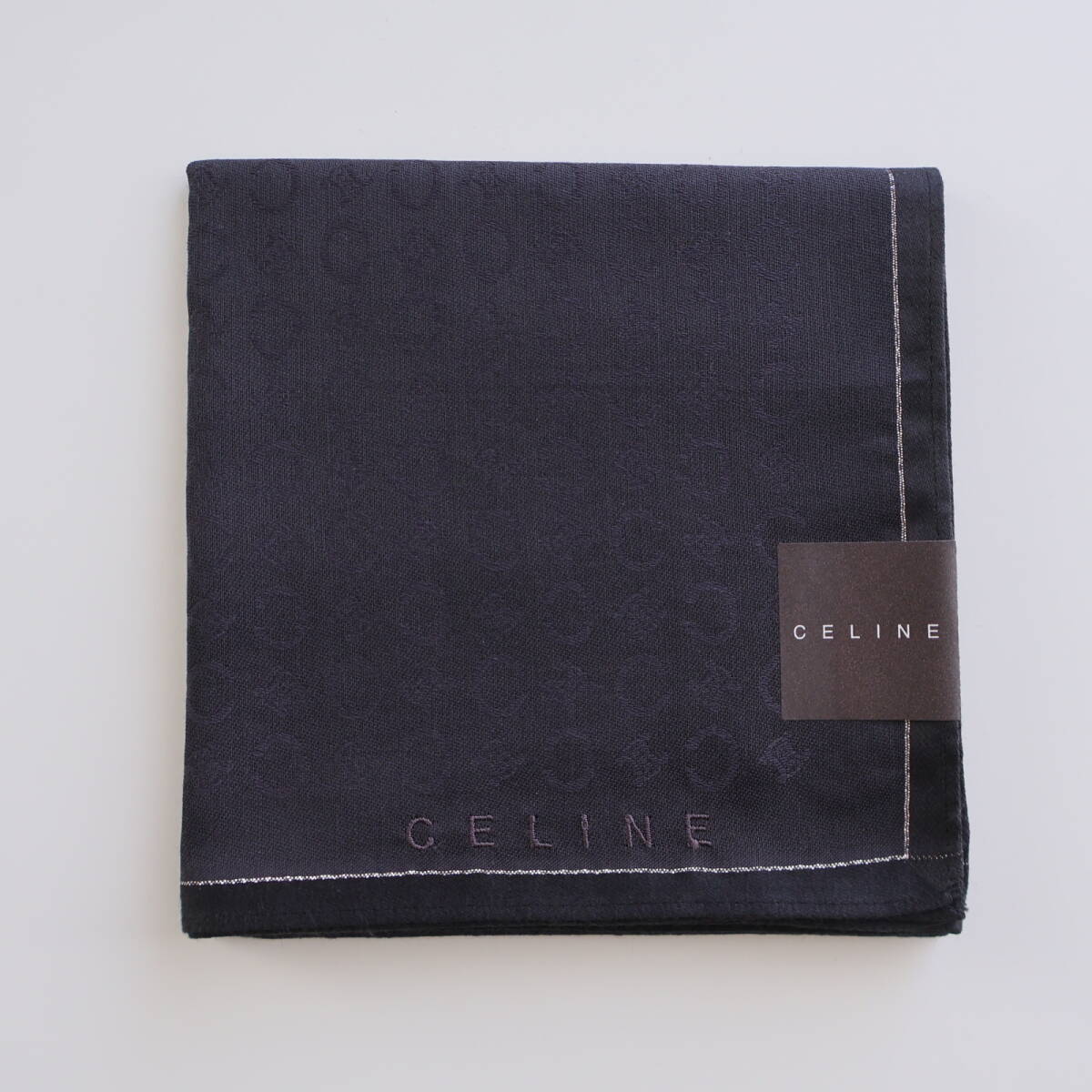■未使用 CELINE セリーヌ ハンカチ Cマカダム地模様 黒■拍卖