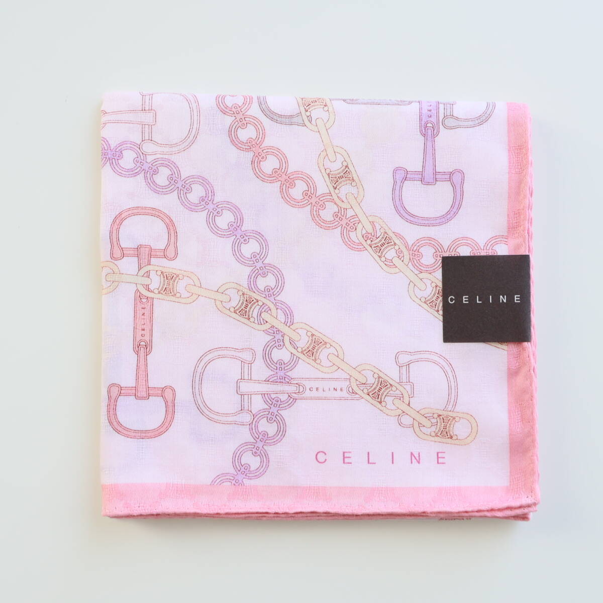 ■未使用 CELINE セリーヌ 大判 ハンカチ ピンク マカダム地模様■拍卖