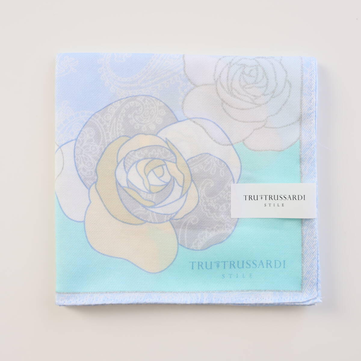■未使用 TRU TRUSSARDI STILE トゥルー トラサルディ スティーレ シルク&コットン 大判 ハンカチ A ミニスカーフ■拍卖