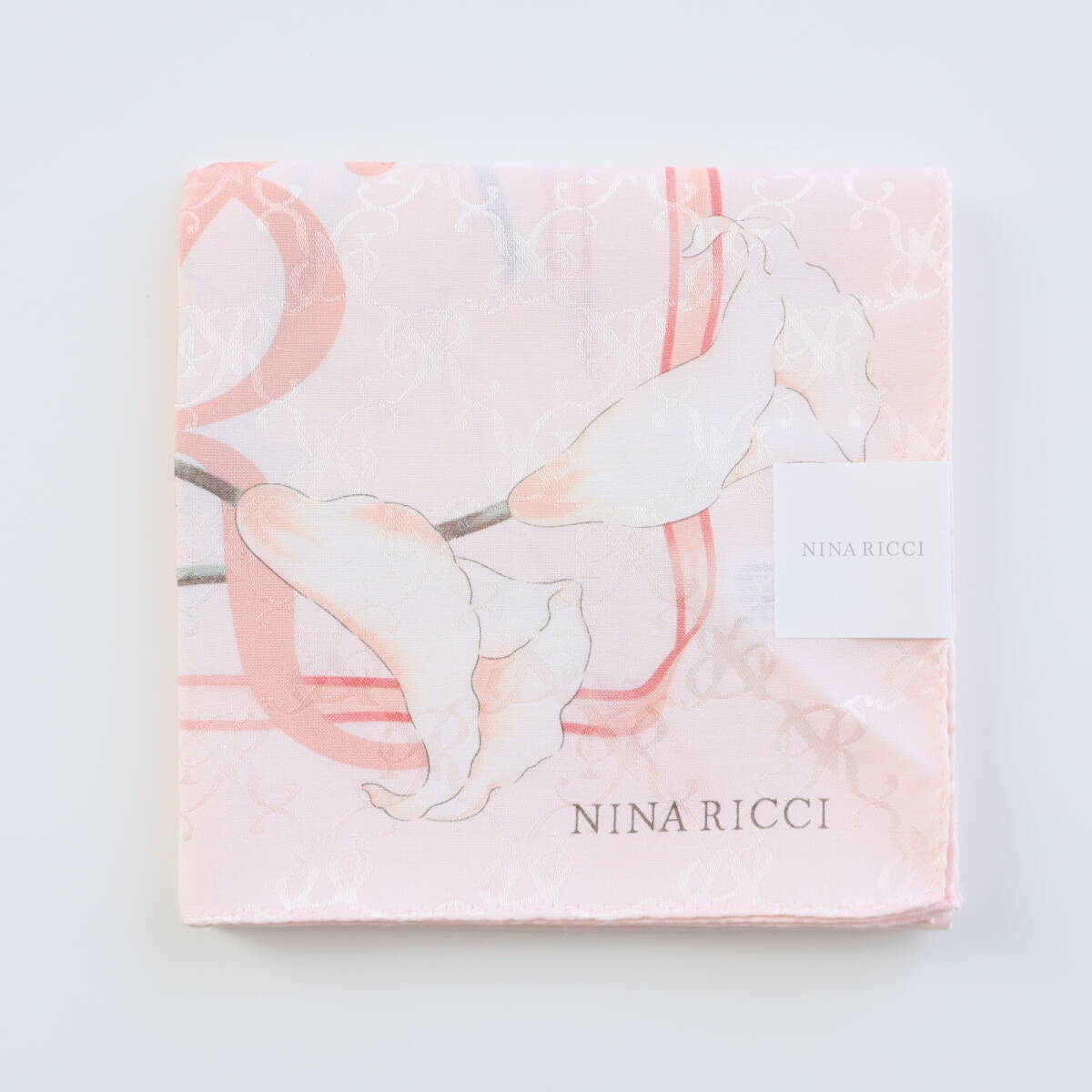 ■未使用 NINA RICCI ニナリッチ シルク&コットン 大判 ハンカチ A 地模様 ミニスカーフ■拍卖