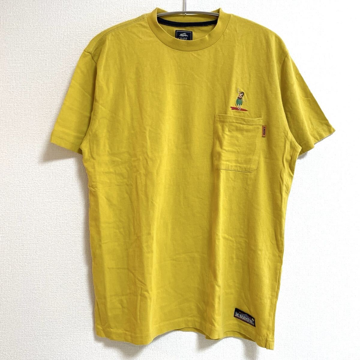 KRIFF MAYER クリフメイヤー メンズ S Tシャツ 半袖 イエロー 黄色 ポケット 刺繍ロゴ ストリート 古着 ストリート アウトドア 人気 完売品拍卖