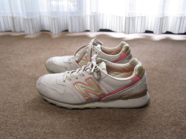 New balance ニューバランス × ユナイテッドアローズ B&Y NB996 スニーカー MR996BYA US6D/23cm ベージュ/ゴールド/ピンク USEDキレイ拍卖