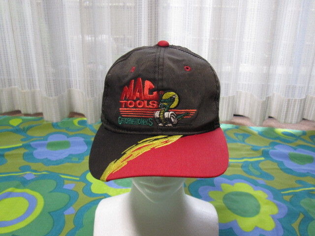 1997年 MAC TOOLS マックツール 刺繍 キャップ 帽子 ブラック×レッド MADE IN COSTARICA ビンテージ 古着 バイク工具拍卖