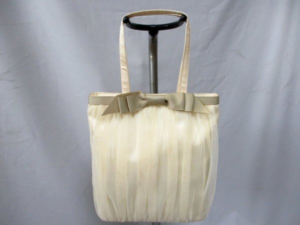 ROPE PICNIC PASSAGE/ロペピクニック パサージュ◇オーガンジー トートバッグ ベージュ リボンデザイン H26cm拍卖