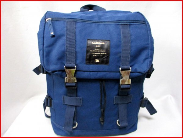 Addninth/アドナンス◇フラップ付リュックサック メタルバックル NV 背当てメッシュクッション付 H46cm拍卖