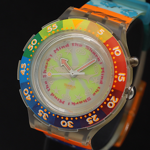 保/箱付 美品 スウォッチ QZ ホワイト/グリーン文字盤 メンズ腕時計 2000000 NSK KTS拍卖