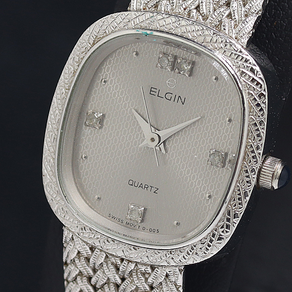 稼働 エルジン FK277 シルバー文字盤 QZ レディース腕時計 2000000 NSK KTU拍卖