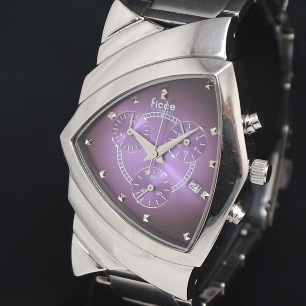 QZ Ficce FC-11019 紫文字盤 クロノ デイト レディース腕時計 2000000 NSK KRK拍卖