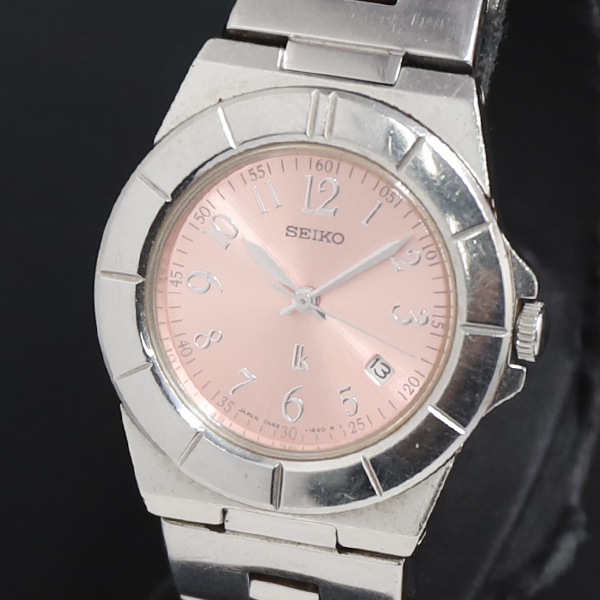 QZ セイコー ルキア 7N82-0620 ピンクゴールド文字盤 デイト レディース腕時計 2000000 NSK KRK拍卖