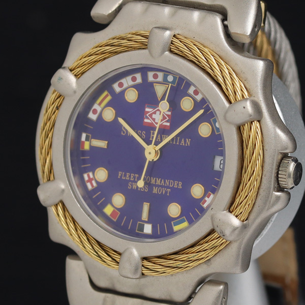 スイスハワイアン 10698 QZ 青文字盤 デイト メンズ腕時計 KRH 2000000 NSK拍卖
