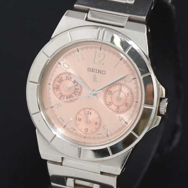 QZ セイコー ルキア 5Y89-0B30 ピンク文字盤 デイデイト レディース腕時計 2000000 NSK KRK拍卖