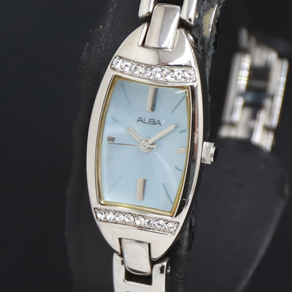 QZ セイコー アルバ 石付 1N01-X153 青文字盤 レディース腕時計 2000000 NSK KRK拍卖