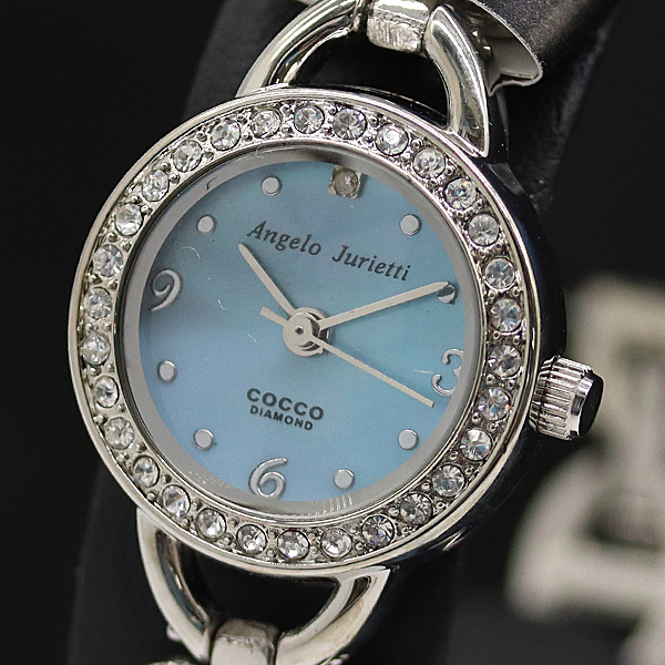 箱付 アンジェロジュリエッティ QZ ブルーシェル文字盤 レディース腕時計 2000000 NSK KMR拍卖