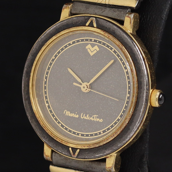 稼働 良品 マリオバレンチノ MV-600 QZ 黒文字盤 レディース腕時計 KRH 2000000 NSK拍卖
