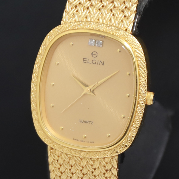 QZ 石付 エルジン FK-276 ゴールド文字盤 レディース腕時計 2000000 NSK KRK拍卖