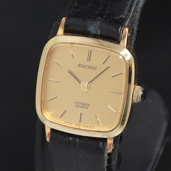 稼働 QZ シチズン エクシード 4-103424 ゴールド文字盤 レディース腕時計 2000000 NSK KRK拍卖