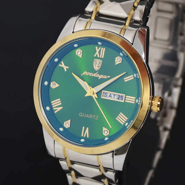 稼働 QZ 良品 Poedagar 石付 985B 緑文字盤 デイデイト レディース腕時計 2000000 NSK KRK拍卖