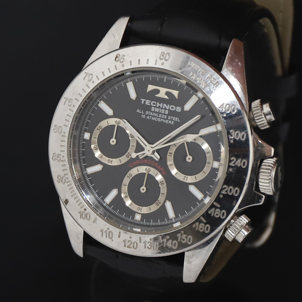 稼働 QZ テクノス TGM615 黒文字盤 クロノ レディース腕時計 2000000 NSK KRK拍卖