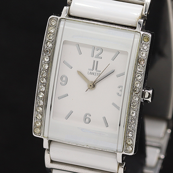 箱付 LANCETTI LT-16006 QZ ホワイト文字盤 ダイヤベゼル レディース腕時計 2000000 NSK MST拍卖
