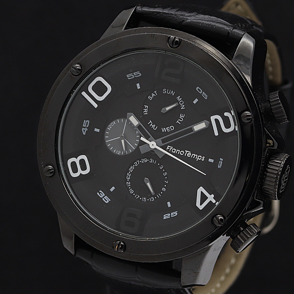 稼働 良品 フランテンプス QZ クロノ ブラック文字盤 メンズ腕時計 2000000 NSK INK拍卖