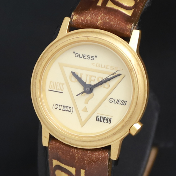 稼働 QZ ゲス アイボリー文字盤 ラウンド レディース腕時計 2000000 NSK KRK拍卖