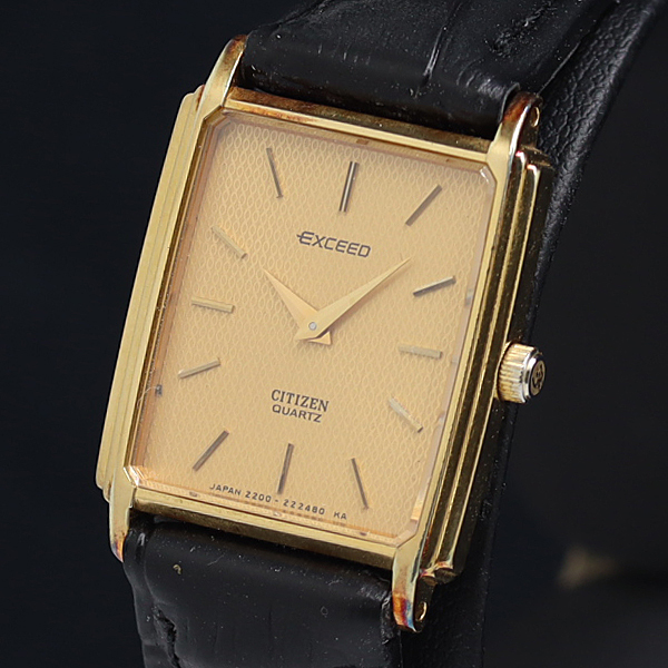 稼働 良品 シチズン エクシード QZ ゴールド文字盤 2200-222563 レディース腕時計 2000000 NSK KMR拍卖