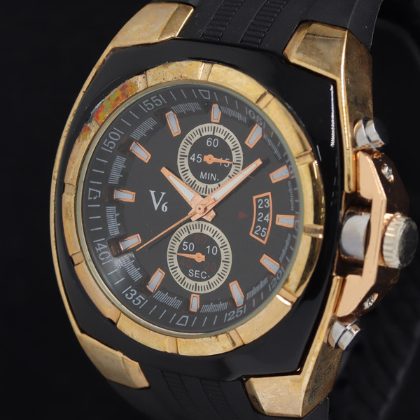 稼働 V6 スーパースピード NO.V0048 QZ 黒文字盤 デイト メンズ腕時計 KRH 2000000 NSK拍卖