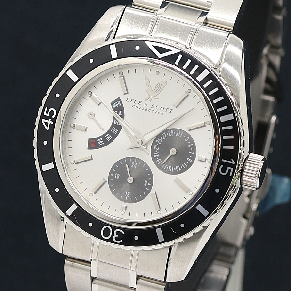 箱付ライル&スコット QZ シルバー文字盤 クロノグラフ メンズ腕時計 2000000 NSK KMR拍卖