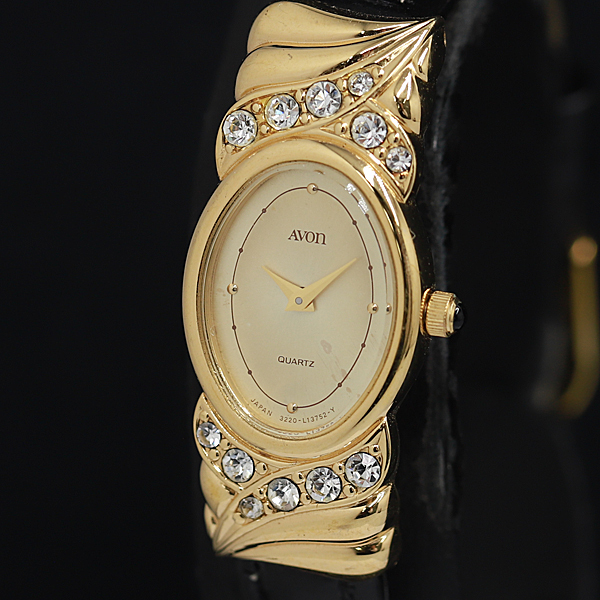 稼働 良品 エイボン QZ ゴールド文字盤 石付 レディース腕時計 OGH 2000000 NSK拍卖