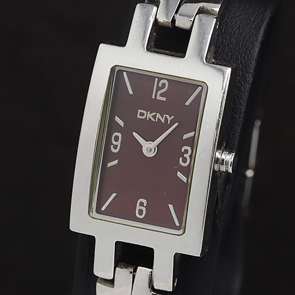 稼働 DKNY QZ NY-9052 ブラウン系文字盤 スクエア レディース腕時計 2000000 NSK OMI拍卖