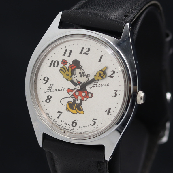 稼働 ディズニー QZ ミニーマウス Y131-6030 シルバー文字盤 レディース腕時計 YUM 2000000 NSK拍卖