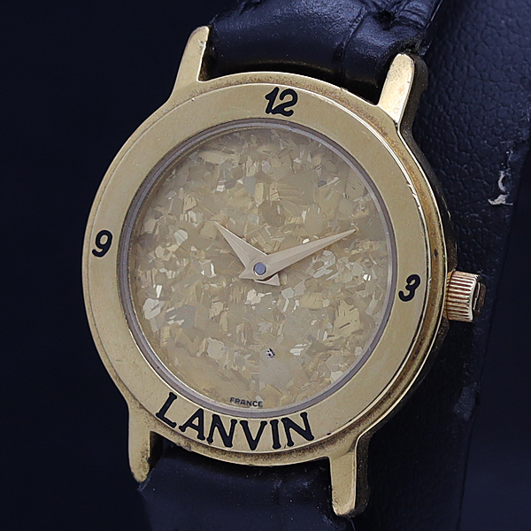 稼動 ランバン QZ ラウンド ゴールド文字盤 レディース腕時計 2000000 NSK MTM拍卖