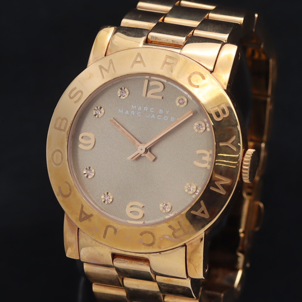 稼働 良品 箱付 マークバイマークジェイコブス QZ MBM3221 ブラウン文字盤 レディース腕時計 YUM 2000000 NSK拍卖